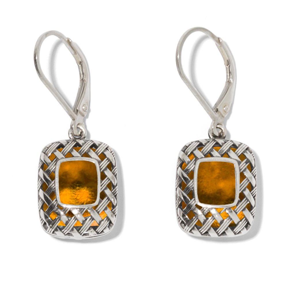 Recycled Vintage Brown Bleach Jug Vintage Quilted Square Earrings